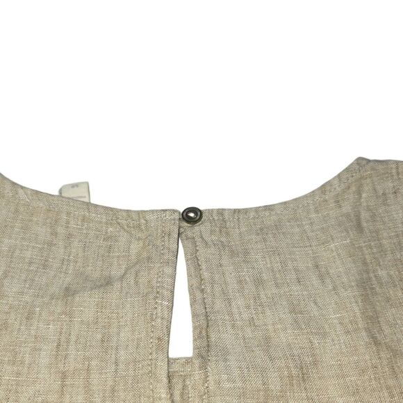 Eileen Fisher Khaki Washed Organic Linen Delave Shell top - Picture 6 of 6